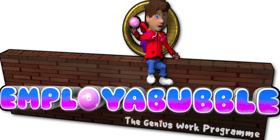 Employabubble Logo with Max sitting on logo